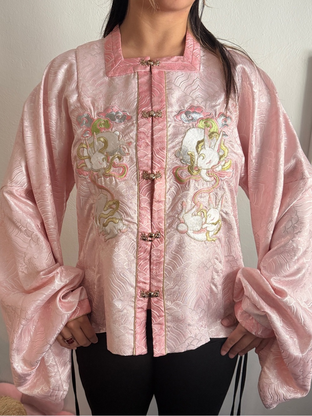 Mukzin Designer Brand Pink Top with Chinese Embroidery